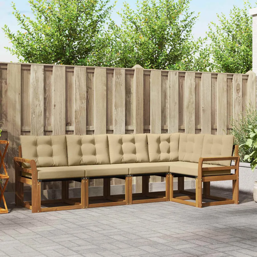 Ensemble de canapés d'extérieur 5 pcs Naturel et Beige
