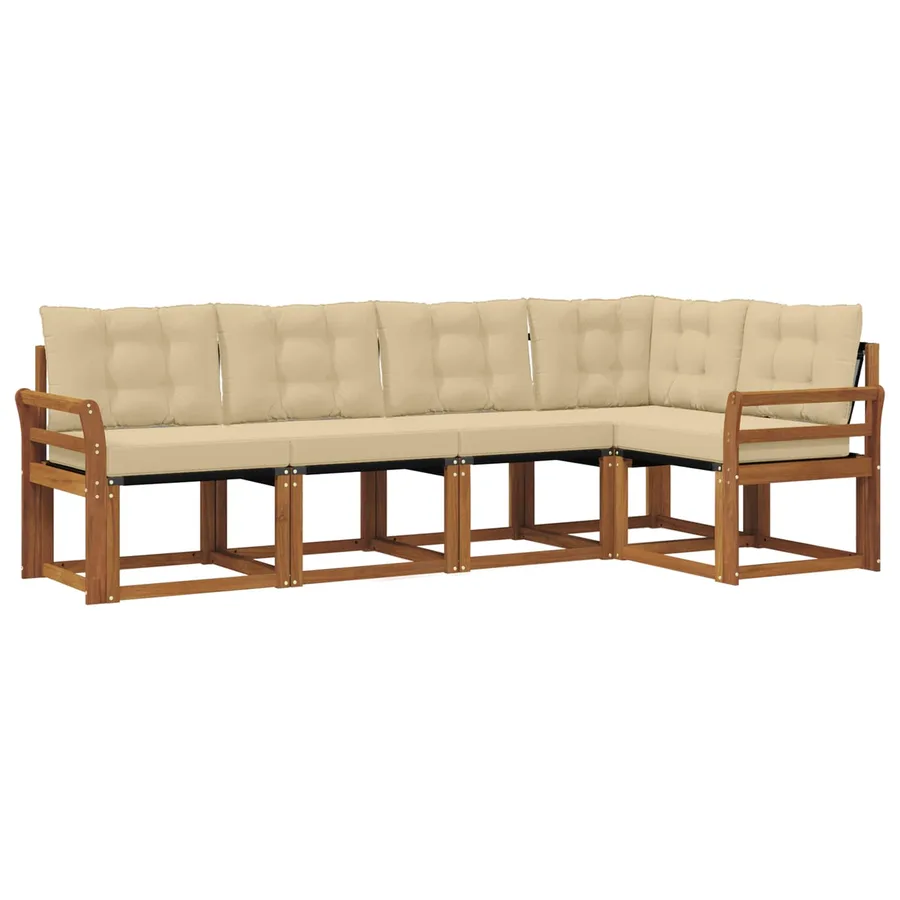Ensemble de canapés d'extérieur 5 pcs Naturel et Beige - 2