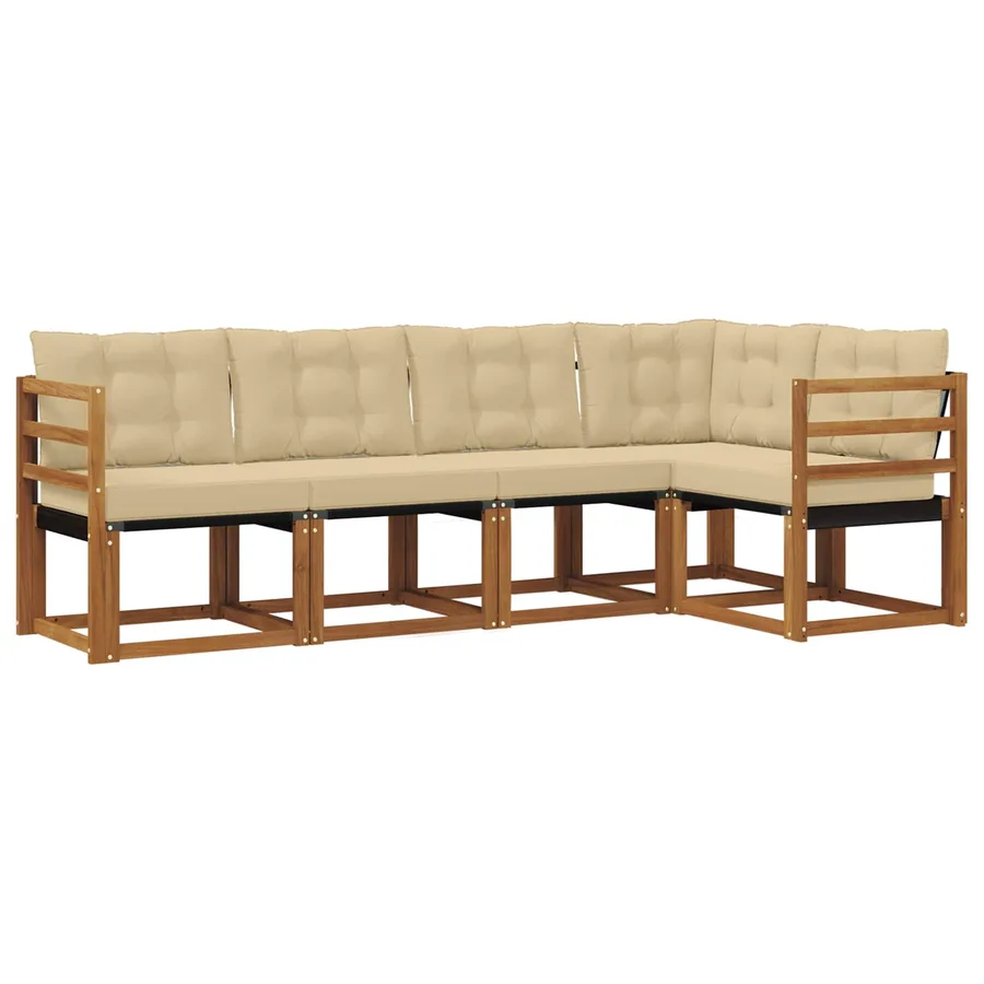 Ensemble de canapés d'extérieur 5 pcs Naturel et Beige - 2
