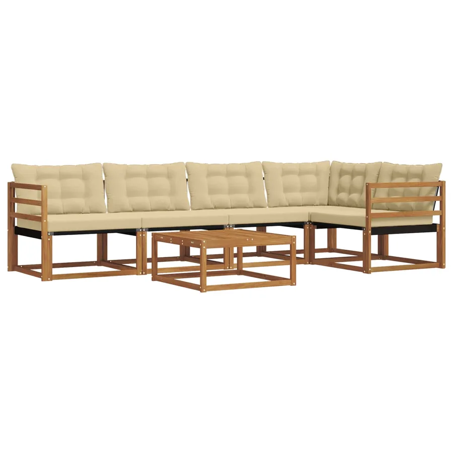 Ensemble de canapés d'extérieur 6 pcs Naturel et Beige - 2