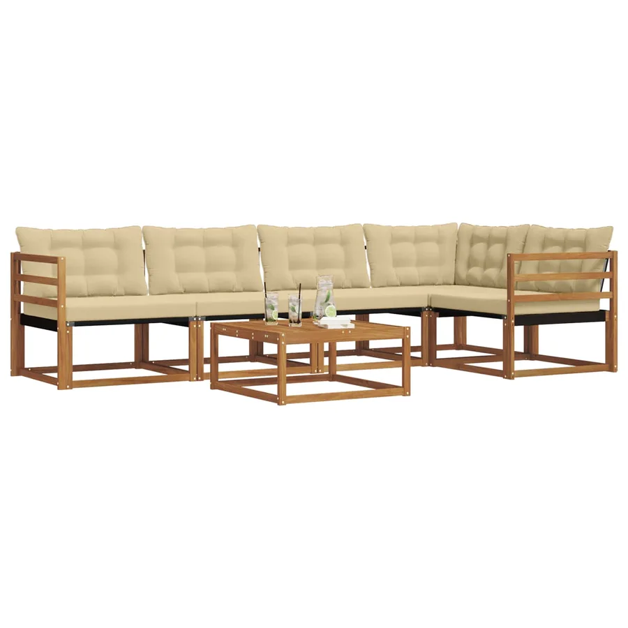 Ensemble de canapés d'extérieur 6 pcs Naturel et Beige - 3