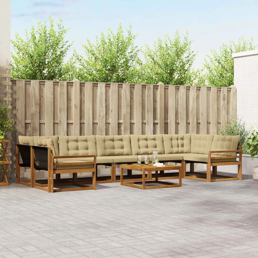 Ensemble de canapés d'extérieur 8 pcs Naturel et Beige