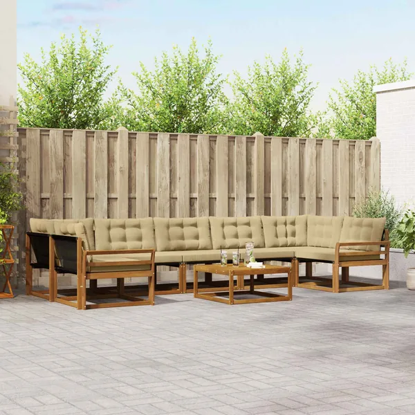 Ensemble de canapés d'extérieur 8 pcs Naturel et Beige