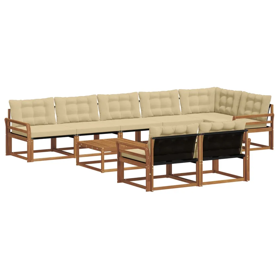 Ensemble de canapés d'extérieur 9 pcs Naturel et Beige - 2
