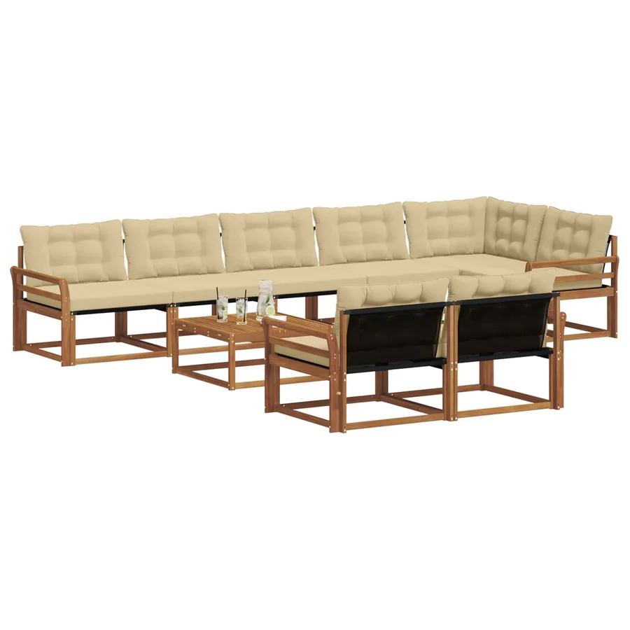 Ensemble de canapés d'extérieur 9 pcs Naturel et Beige - 3