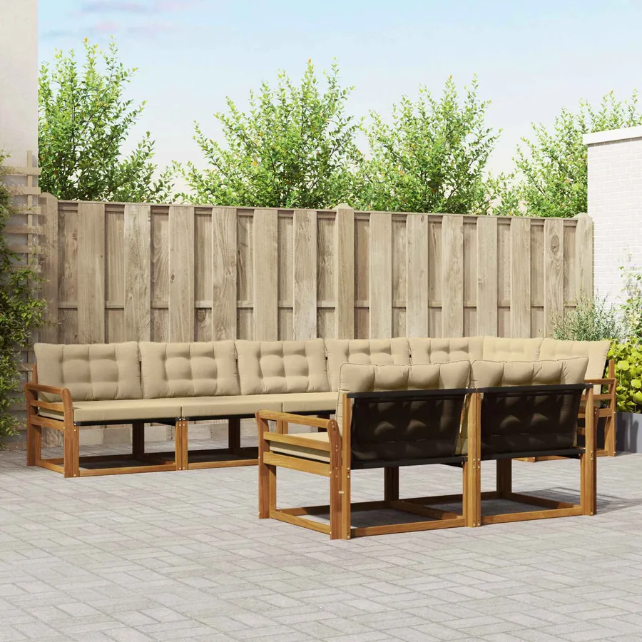 Ensemble de canapés d'extérieur 8 pcs Naturel et Beige