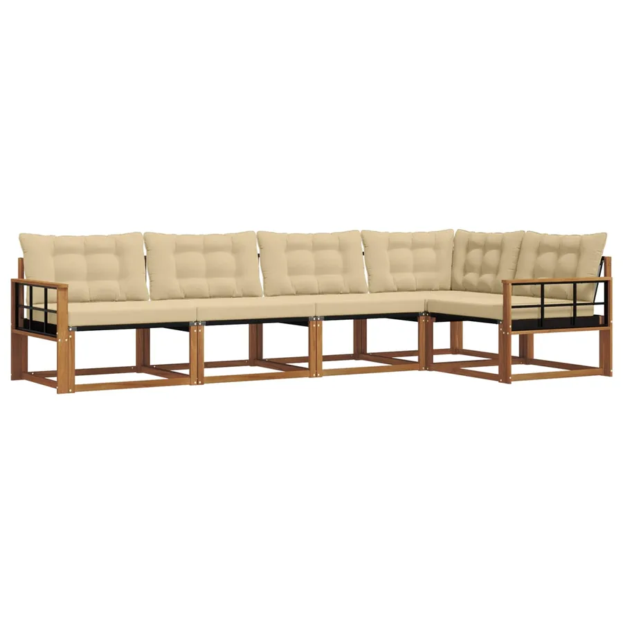 Ensemble de canapés d'extérieur 5 pcs Naturel et Beige - 2