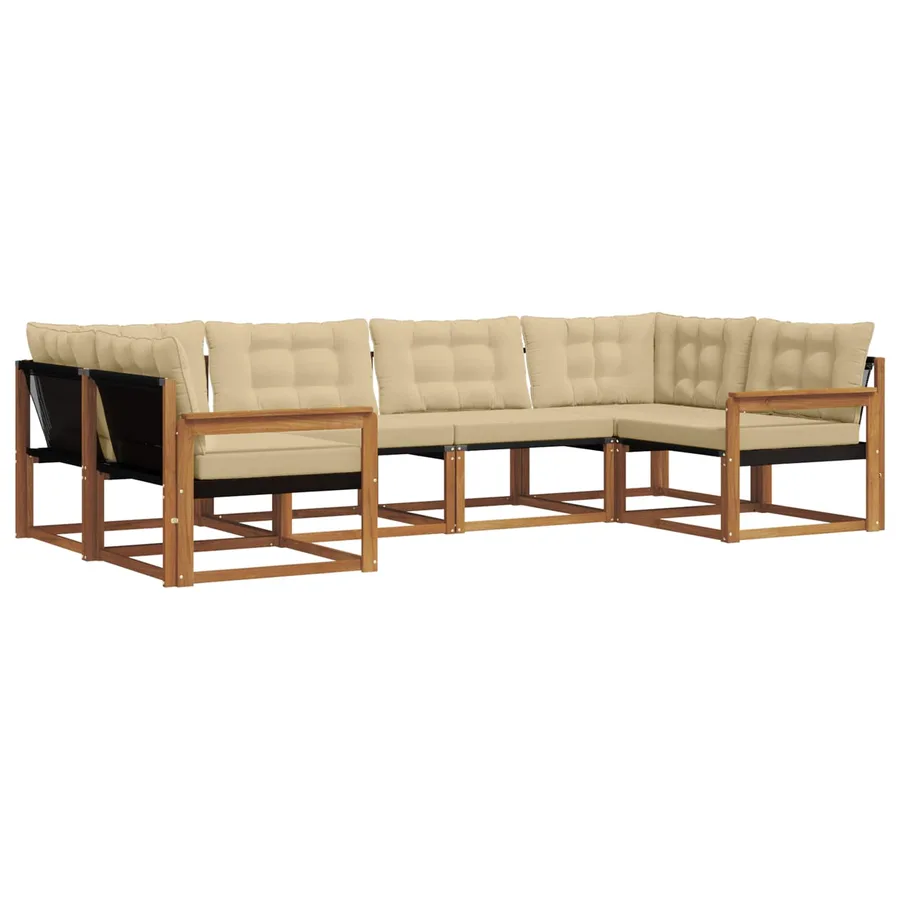 Ensemble de canapés d'extérieur 6 pcs Naturel et Beige - 2