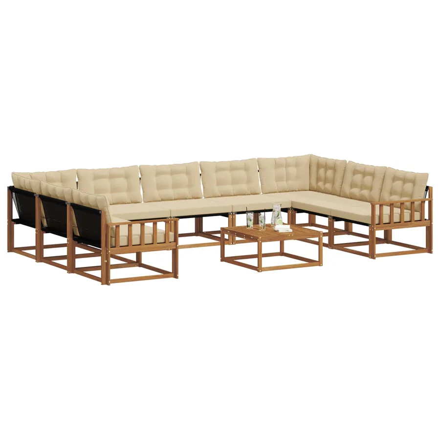 Ensemble de canapés d'extérieur 10 pcs Naturel et Beige - 3
