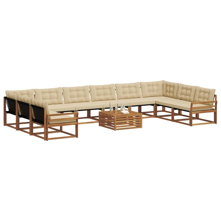 Ensemble de canapés d'extérieur 11 pcs Naturel et Beige - 3