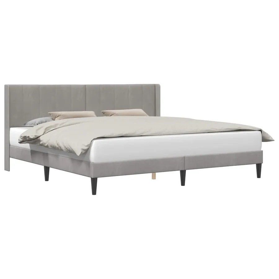 Cadre de lit avec tête de lit Gris clair 200 x 200 cm Velours - 2
