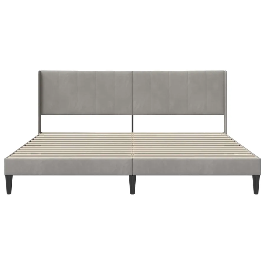 Cadre de lit avec tête de lit Gris clair 200 x 200 cm Velours - 4