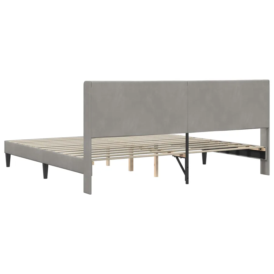 Cadre de lit avec tête de lit Gris clair 200 x 200 cm Velours - 6