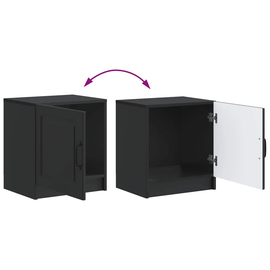 Cabinet de chevet Noir 43 x 34,5 x 47 cm Bois d'ingénierie - 8