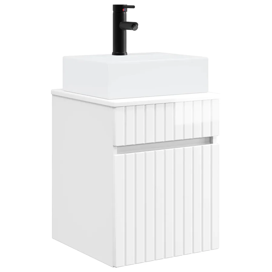Meuble-sèche avec évier mural Blanc brillant 39 x 41 x 62,5 cm - 2