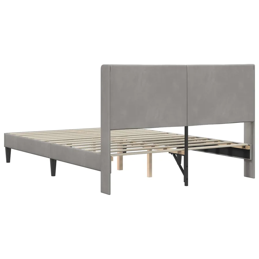 Cadre de lit avec tête de lit Gris clair 120 x 200 cm Velours - 6