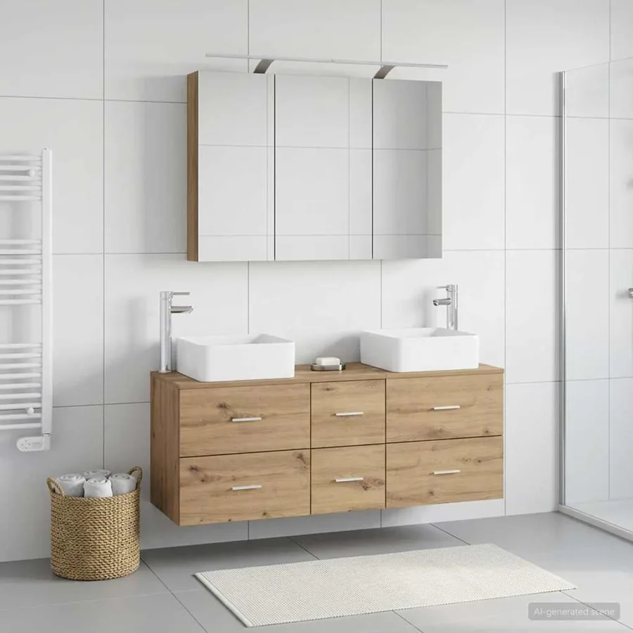 Ensemble de mobilier de salle de bain 4 pc Chêne artisanal