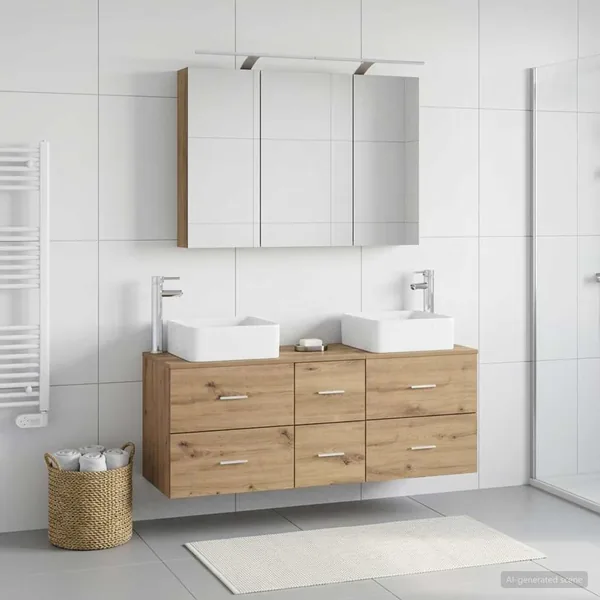 Ensemble de mobilier de salle de bain 4 pc Chêne artisanal