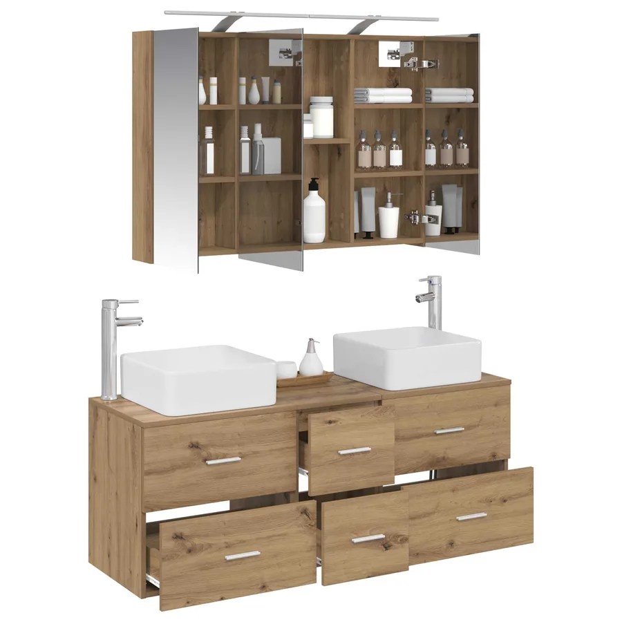 Ensemble de mobilier de salle de bain 4 pc Chêne artisanal - 3