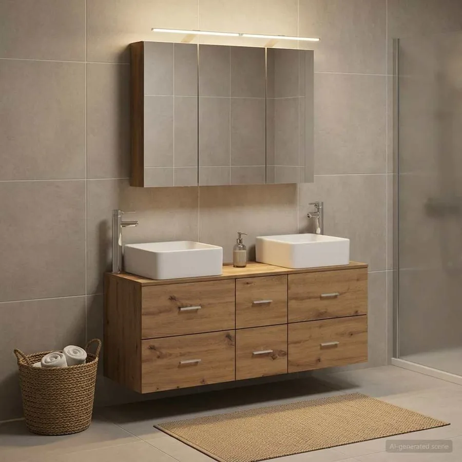 Ensemble de mobilier de salle de bain 4 pc Chêne artisanal - 4