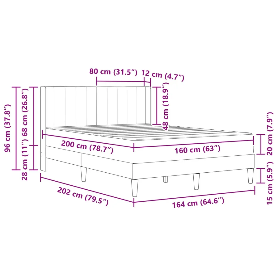 Cadre de lit avec matelas Rose 160 x 200 cm Velours - 11