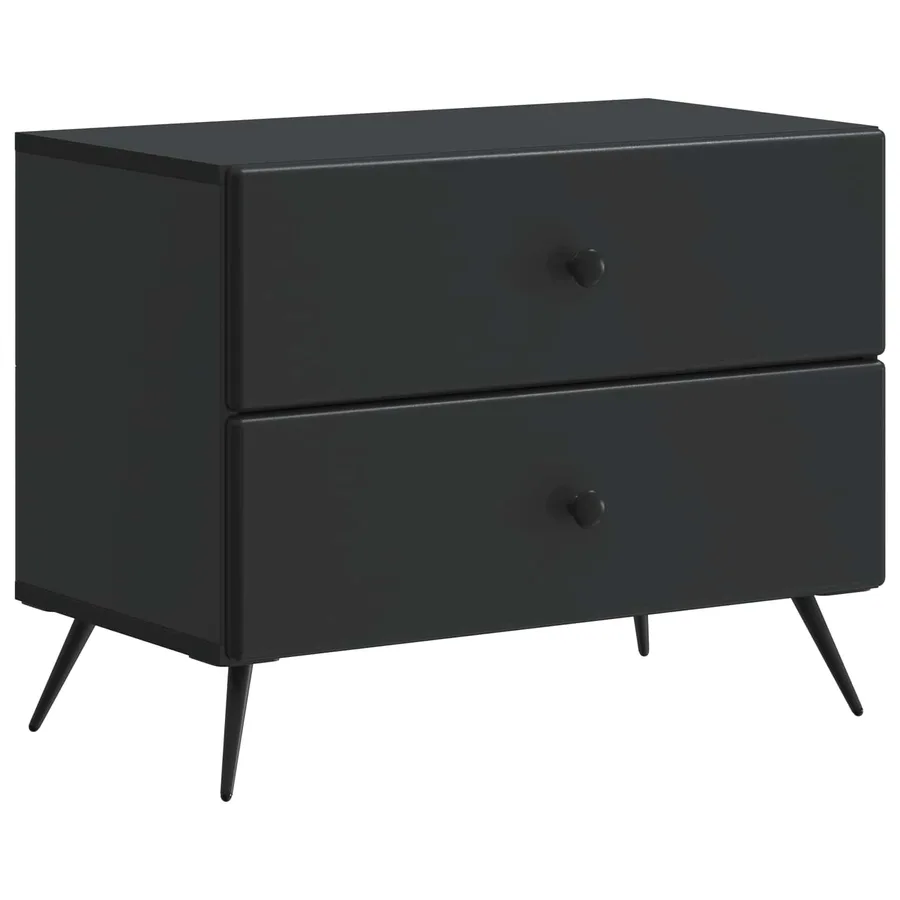 Cabinet de chevet Noir 62 x 34,5 x 47,5 cm Bois d'ingénierie - 2