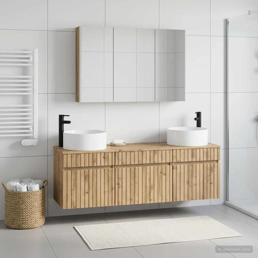 Ensemble d'armoire de salle de bain 4 pc Chêne artisanal
