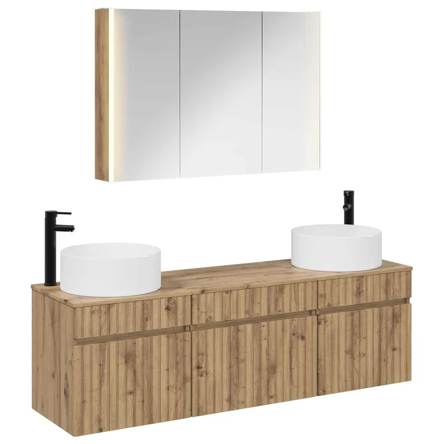 Ensemble d'armoire de salle de bain 4 pc Chêne artisanal - 2