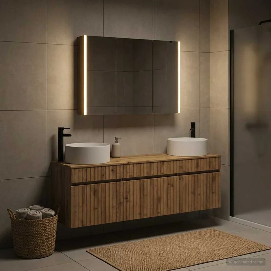 Ensemble d'armoire de salle de bain 4 pc Chêne artisanal - 4