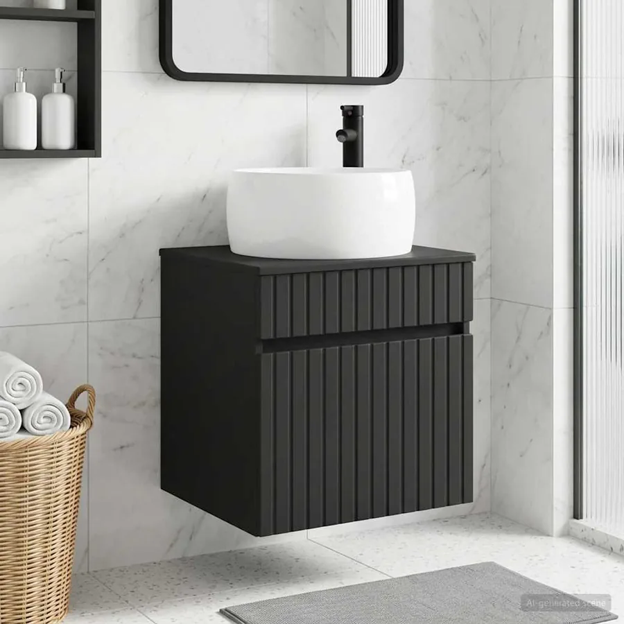 Meuble de lavabo mural Noir 49 x 44,5 x 66 cm Bois d'ingénierie