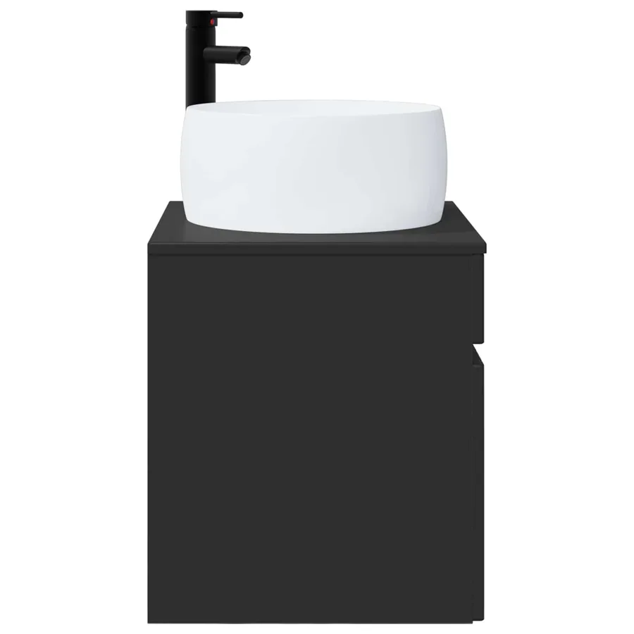 Meuble de lavabo mural Noir 49 x 44,5 x 66 cm Bois d'ingénierie - 3