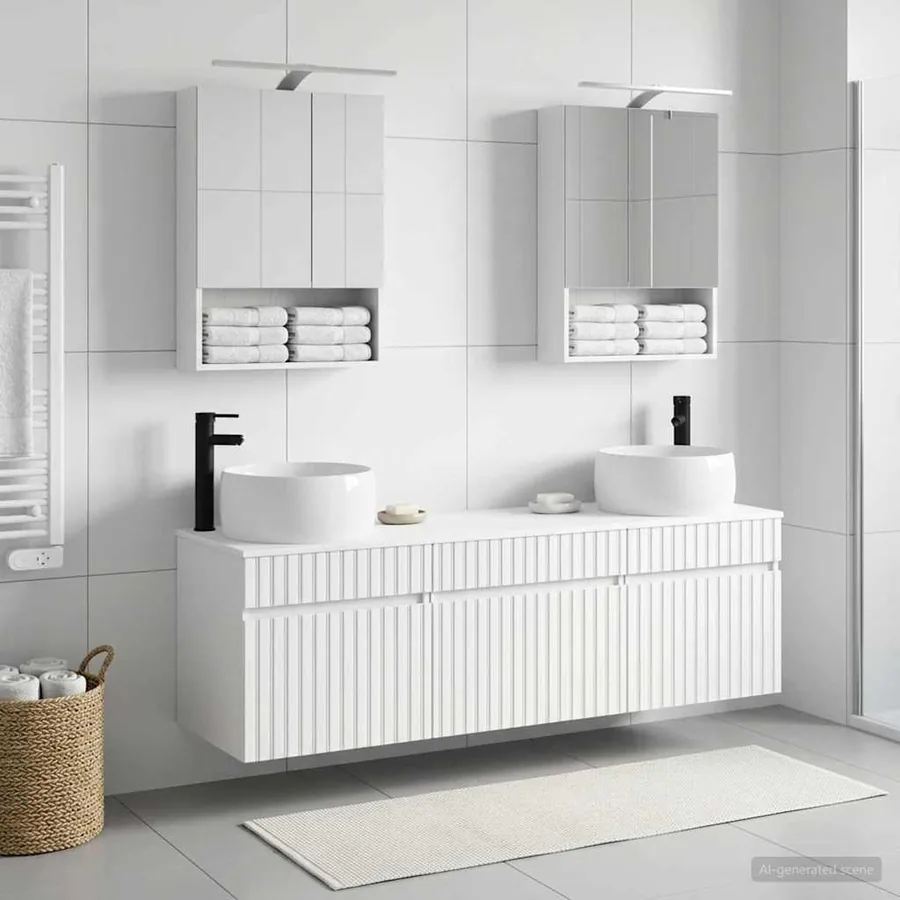 Ensemble d'armoire de salle de bain 5 pcs Blanc