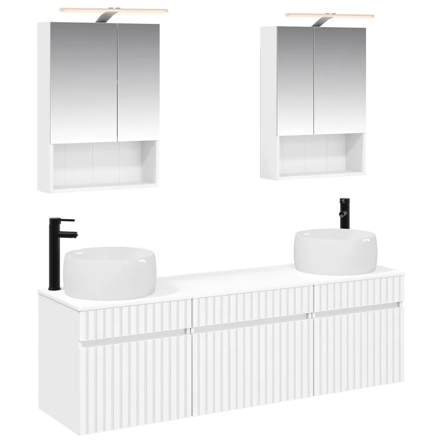 Ensemble d'armoire de salle de bain 5 pcs Blanc - 2