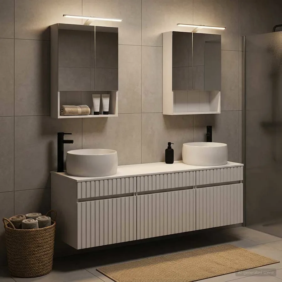Ensemble d'armoire de salle de bain 5 pcs Blanc - 4