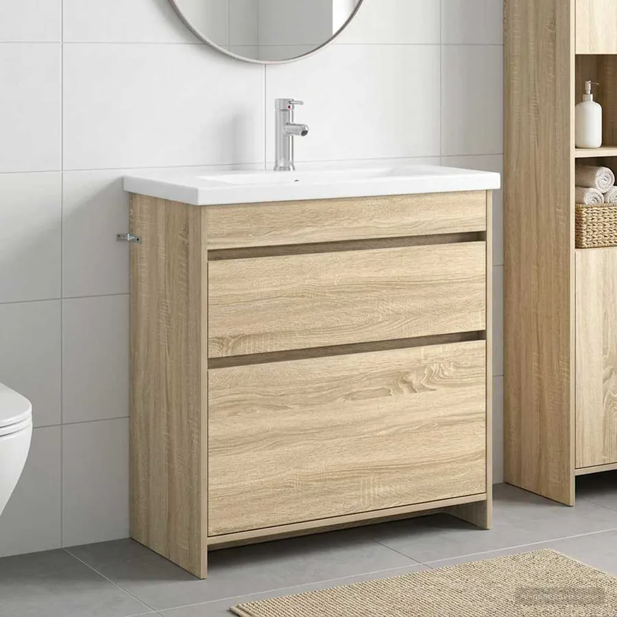 Ensemble de mobilier de salle de bain Chêne Sonoma