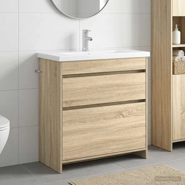 Ensemble de mobilier de salle de bain Chêne Sonoma
