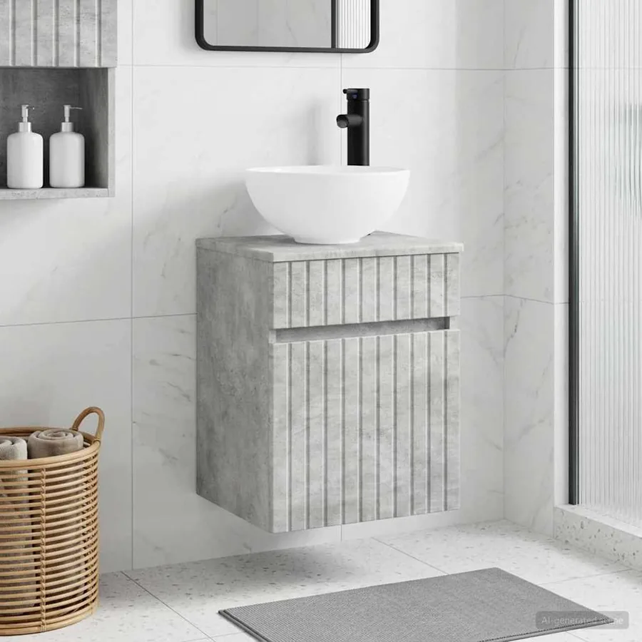 Meuble de lavabo mural Gris béton 39 x 41 x 64,5 cm