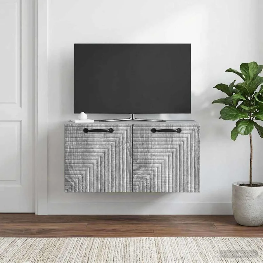 Meuble TV mural Sonoma gris 59,5 x 31 x 30 cm Bois d'ingénierie - 4