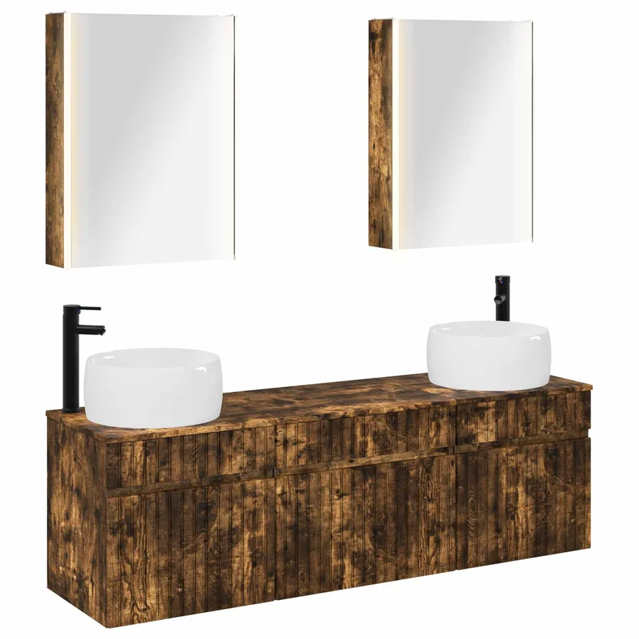Ensemble d'armoire de salle de bain 5 pcs Chêne fumé - 2