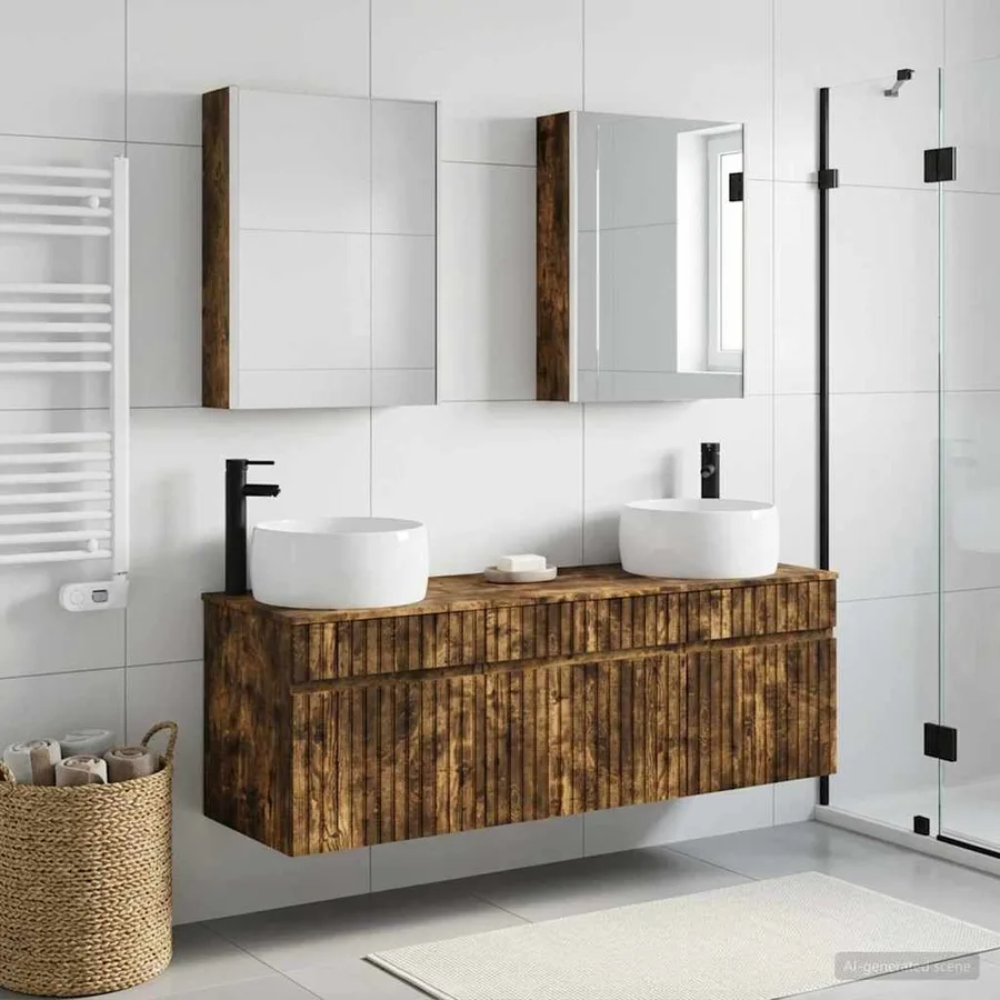 Ensemble d'armoire de salle de bain 5 pcs Chêne fumé - 4