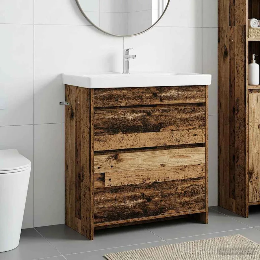 Meuble sous lavabo de salle de bain Bois ancien