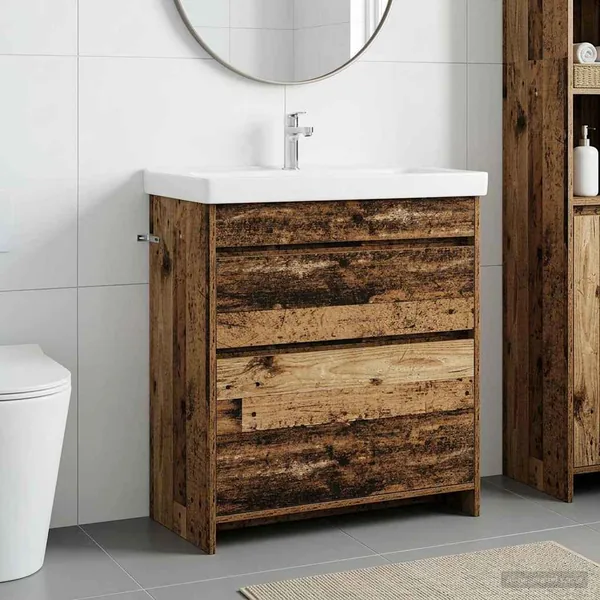 Meuble sous lavabo de salle de bain Bois ancien