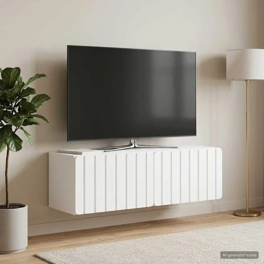 Meuble TV mural 98 x 31 x 30 cm Blanc Bois d'ingénierie