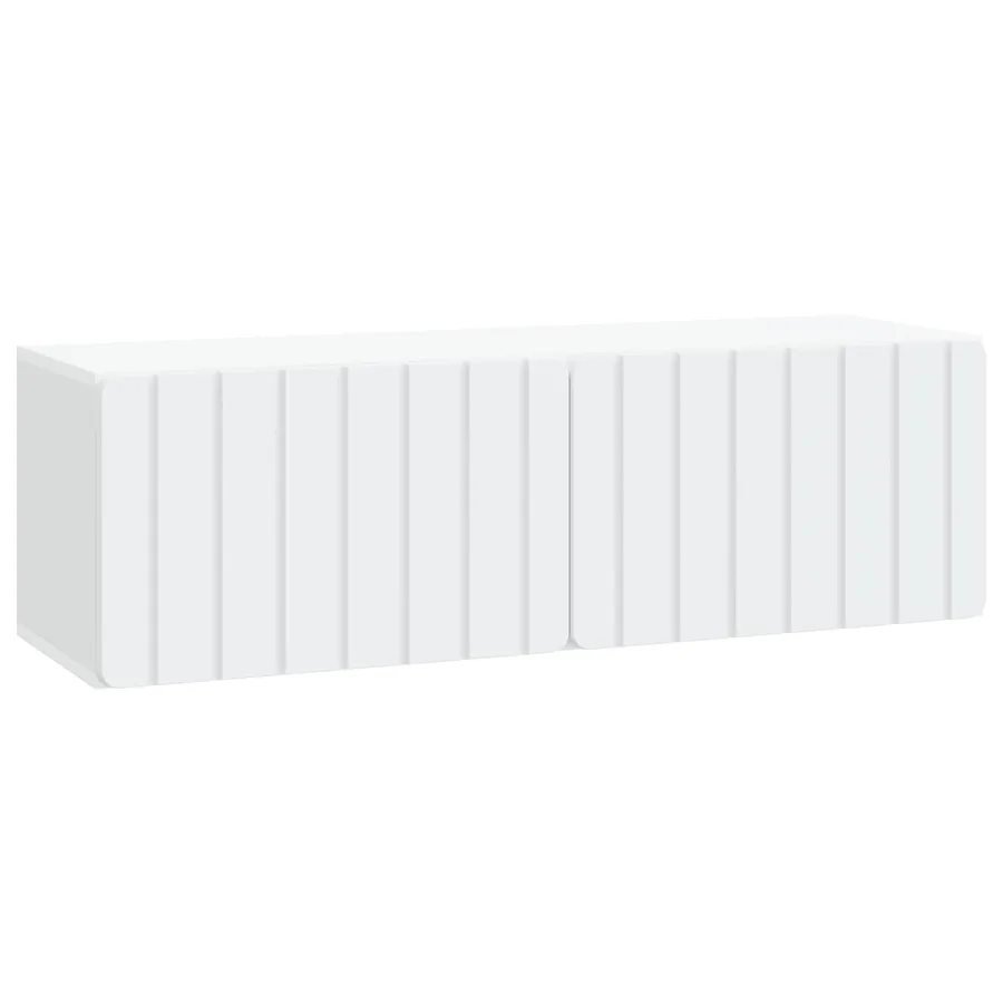 Meuble TV mural 98 x 31 x 30 cm Blanc Bois d'ingénierie - 2