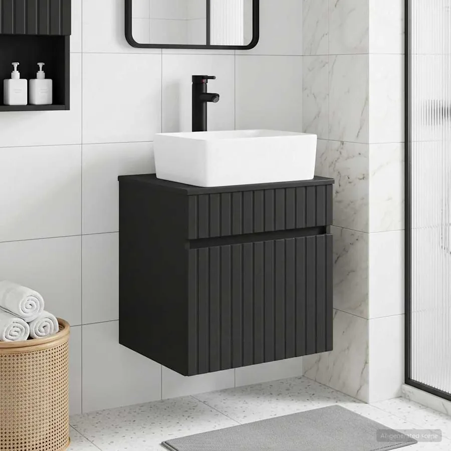 Meuble de lavabo mural Noir 49 x 41 x 63 cm Bois d'ingénierie