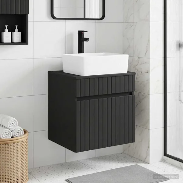 Meuble de lavabo mural Noir 49 x 41 x 63 cm Bois d'ingénierie
