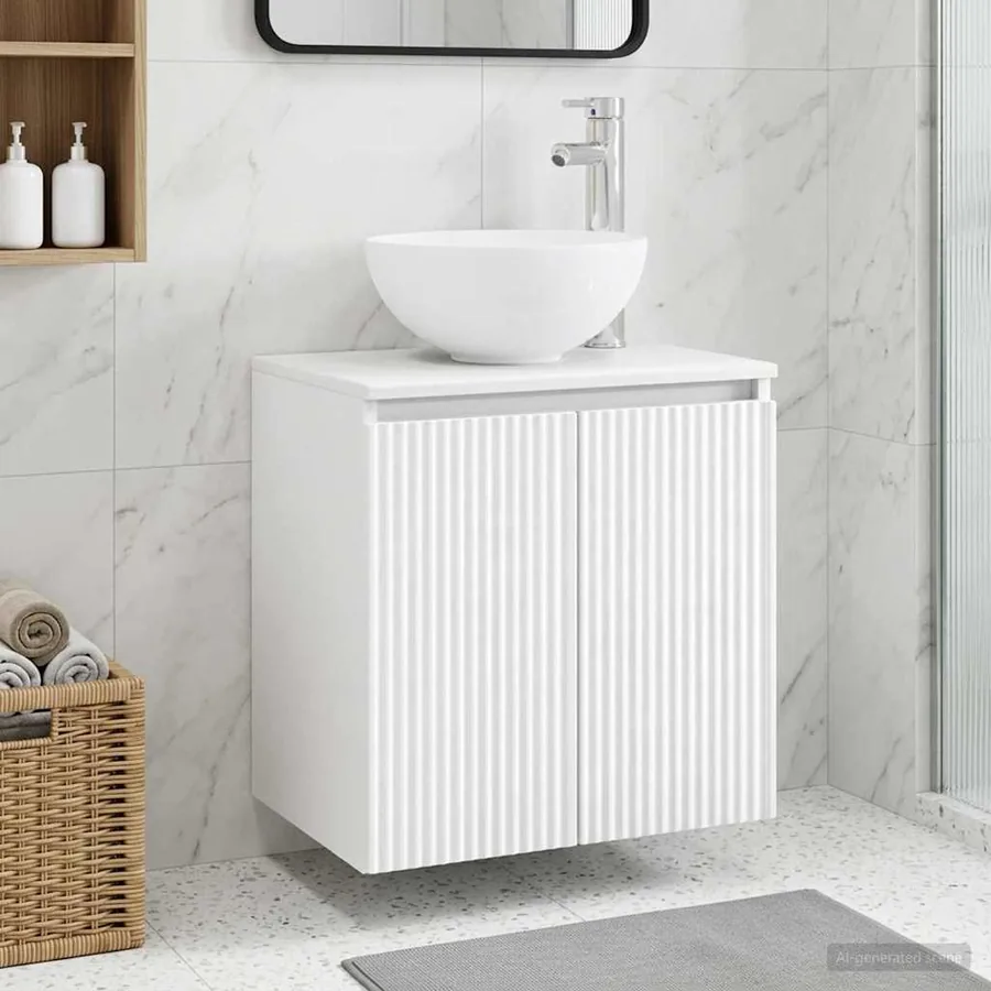 Vanité de lavabo mural Blanc 49,5 x 35 x 63 cm