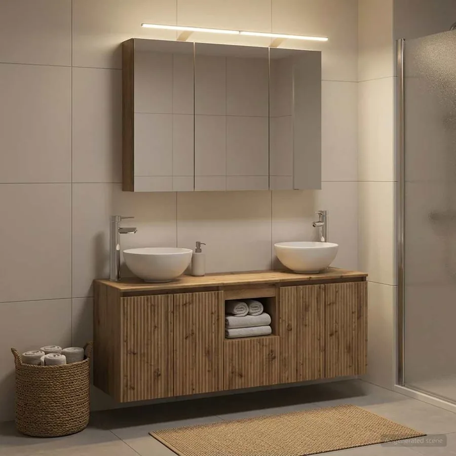 Ensemble d'armoire de salle de bain 4 pc Chêne artisanal