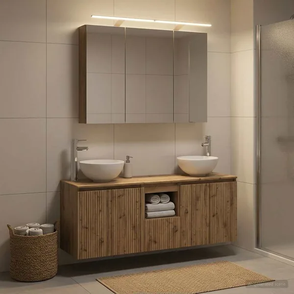 Ensemble d'armoire de salle de bain 4 pc Chêne artisanal