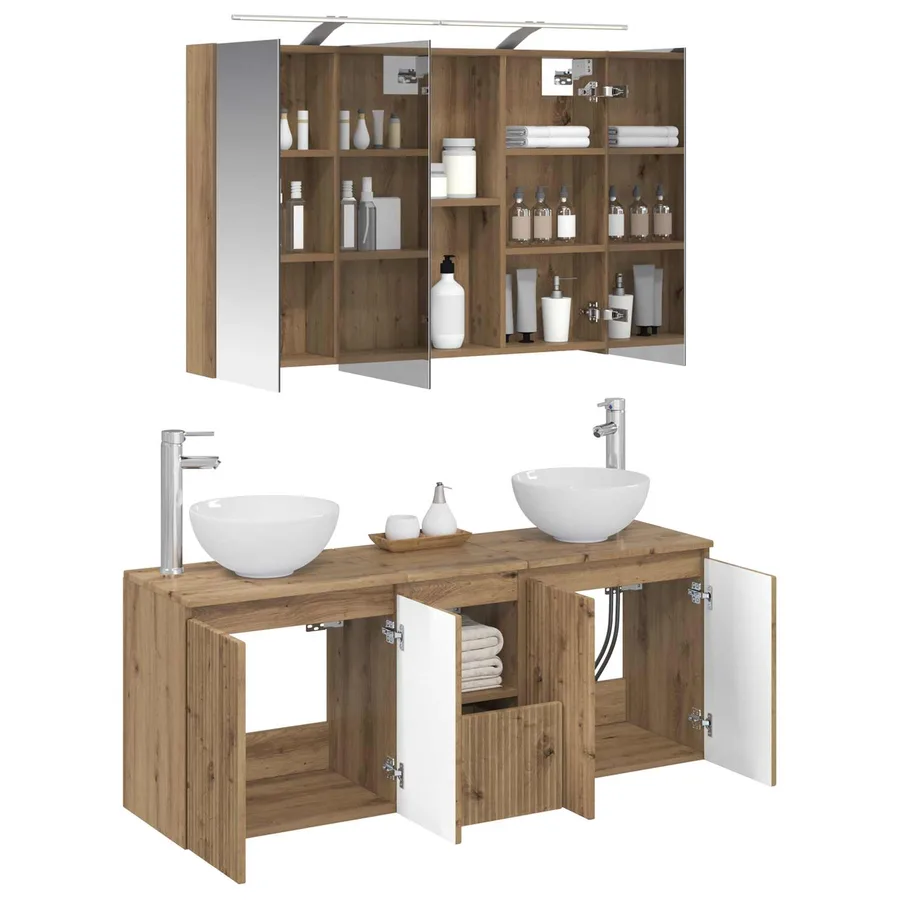 Ensemble d'armoire de salle de bain 4 pc Chêne artisanal - 3